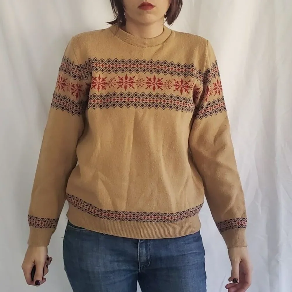 70s Tan, Red, and‎ Blue Sweater